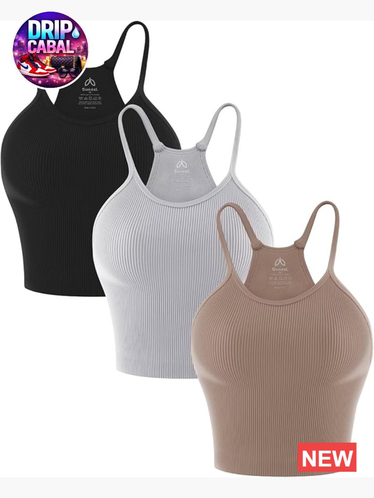 Ribbed Crop Tank Top, Seamless Racerback, Unpadded Slim Fit Stretchy Workout